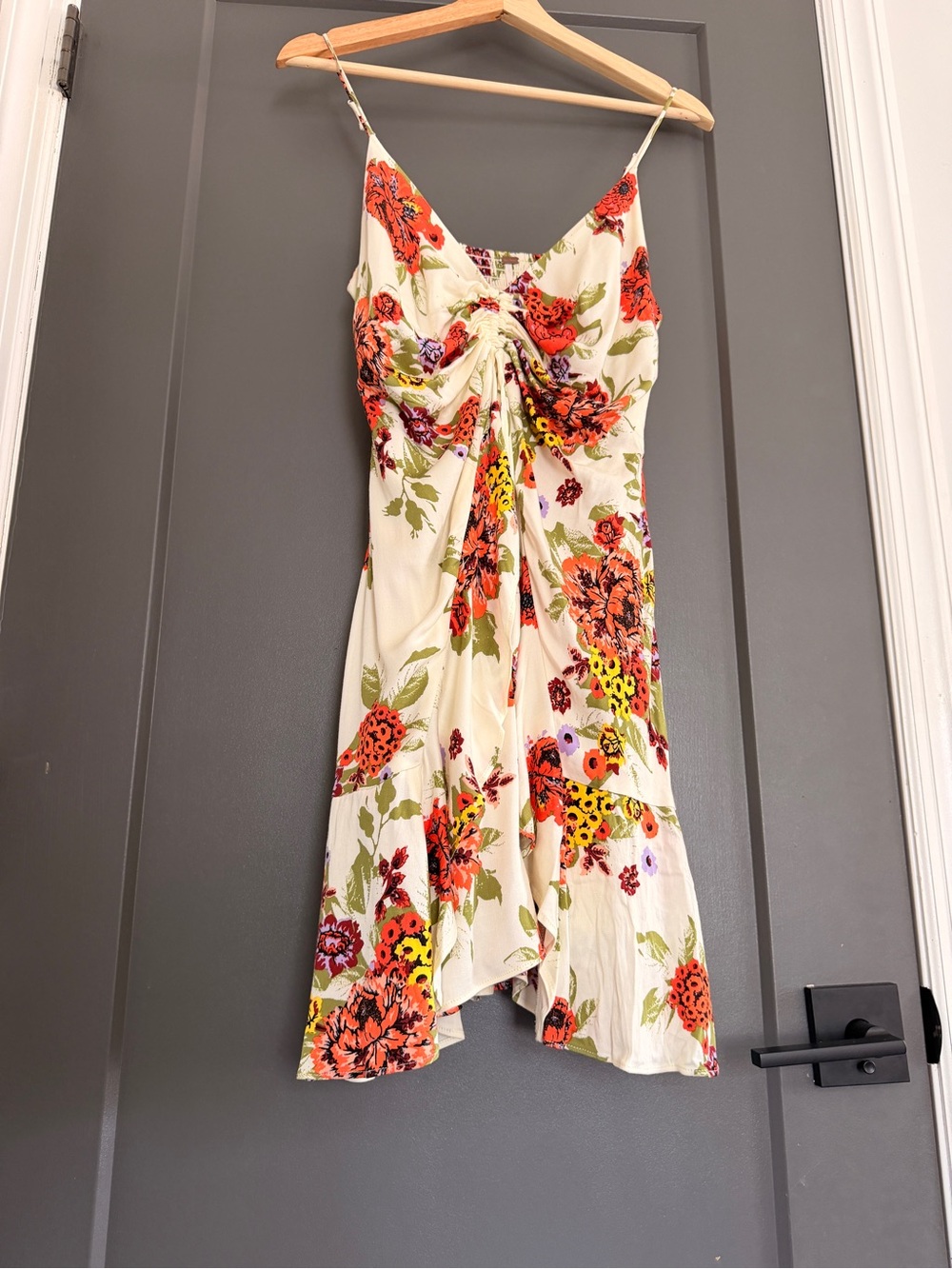 Free People Cream Mini Dress with Red & Yellow Floral Print